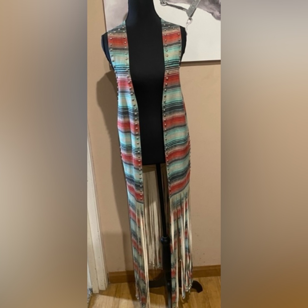Crazy Train Multicolor Serape Fringe Vest